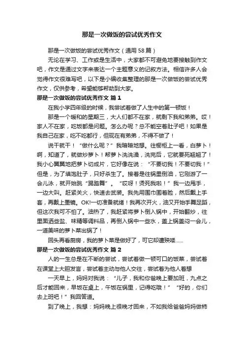 那是一次做饭的尝试优秀作文
