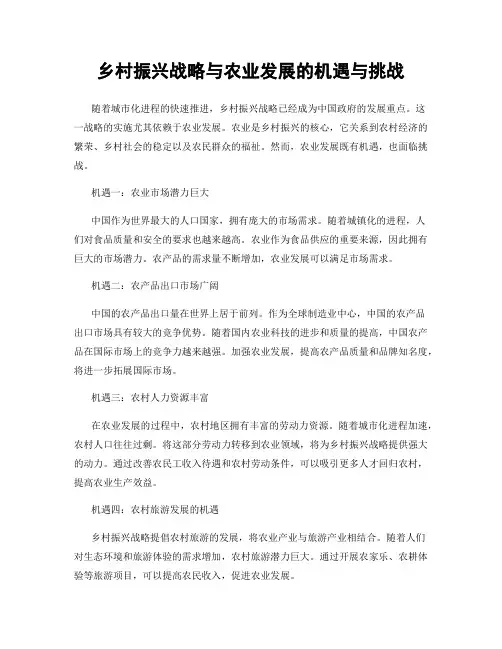 乡村振兴战略与农业发展的机遇与挑战