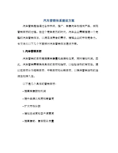 汽车营销体系建设方案