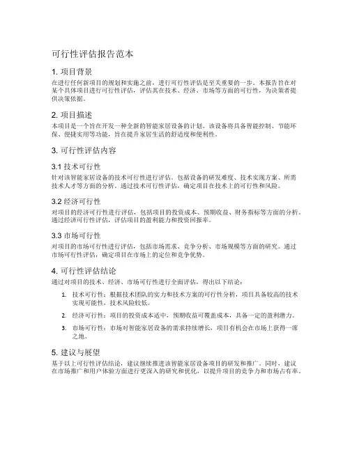 可行性评估报告范本