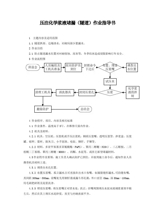 压注化学浆液堵漏(隧道)作业指导书