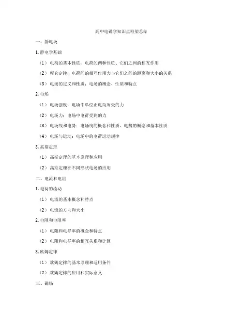 高中电磁学知识点框架总结