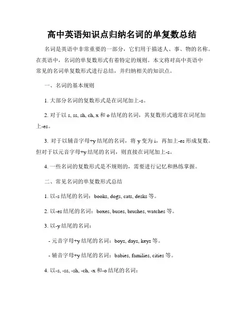 高中英语知识点归纳名词的单复数总结