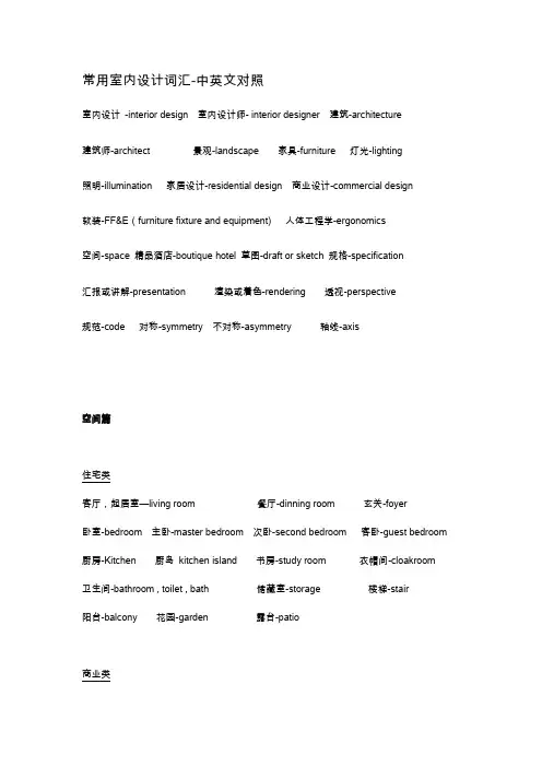 室内设计中英文对照