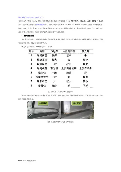 激光焊接在汽车行业中的应用