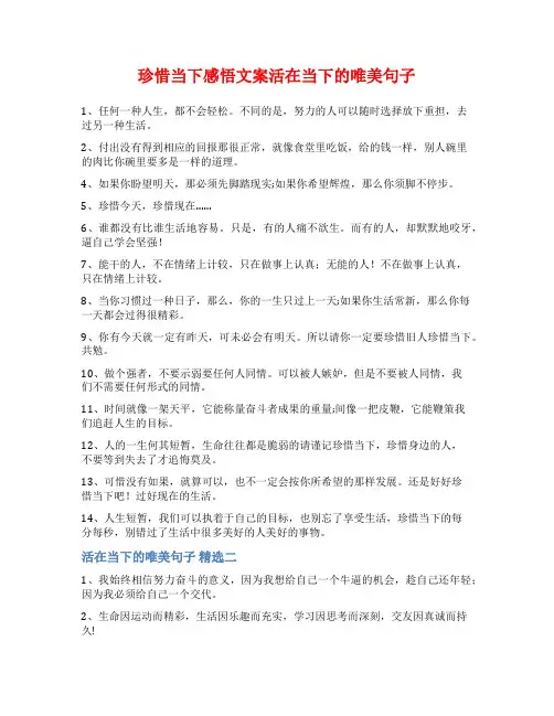 珍惜当下感悟文案活在当下的唯美句子