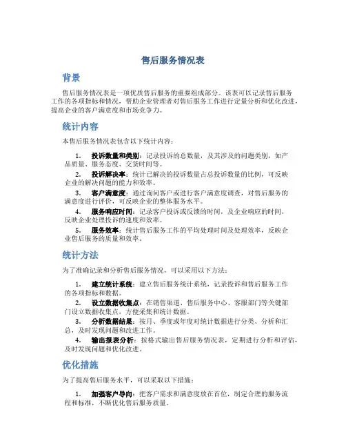 售后服务情况表