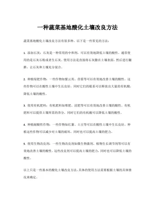 一种蔬菜基地酸化土壤改良方法