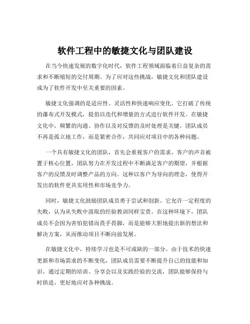 软件工程中的敏捷文化与团队建设