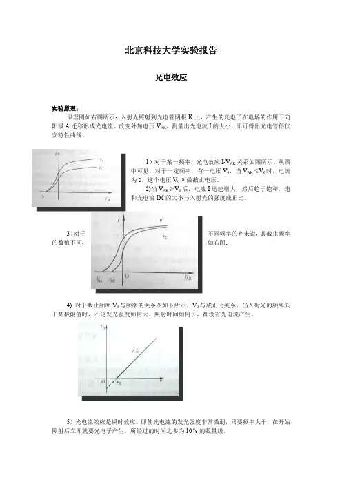 光电效应(包含实验报告和数据处理)