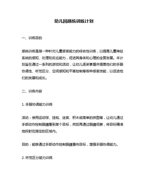 幼儿园感统训练计划