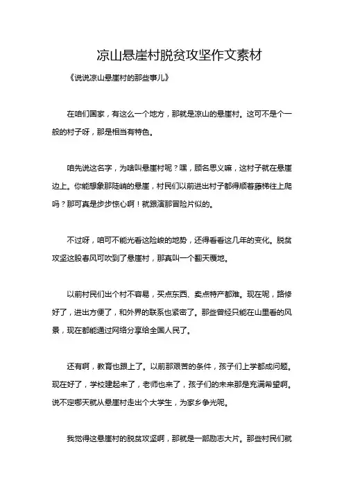 凉山悬崖村脱贫攻坚作文素材