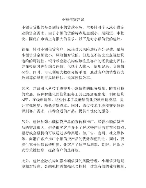 小额信贷建议