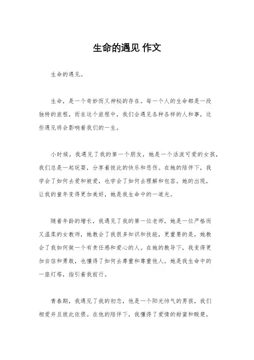 生命的遇见 作文
