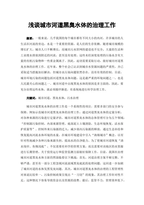 浅谈城市河道黑臭水体的治理工作