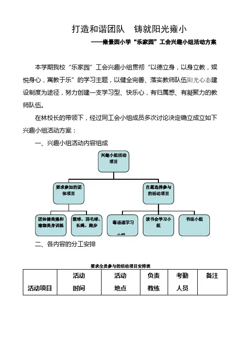 工会兴趣小组活动方案(优秀方案)