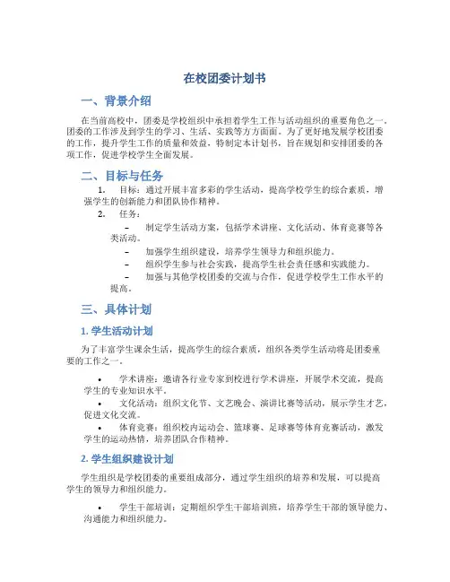 在校团委计划书