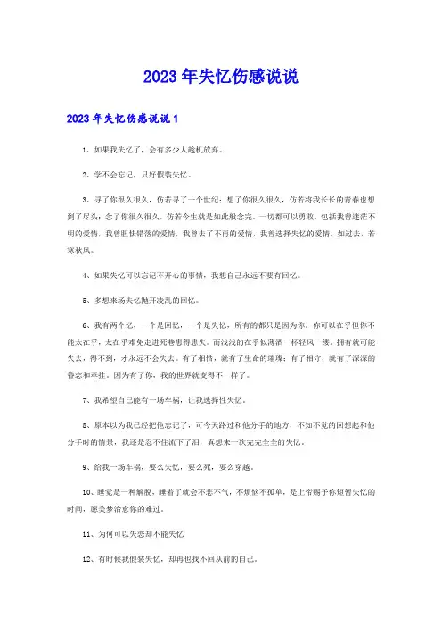 2023年失忆伤感说说