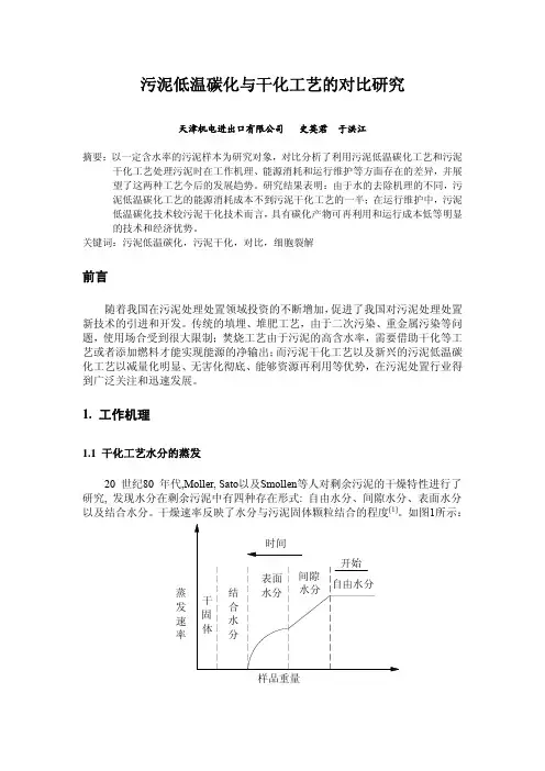 污泥低温碳化与干化工艺的对比研究