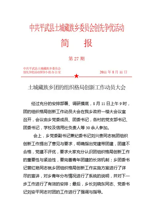 第二十七期团的组织格局创新工作动员大会