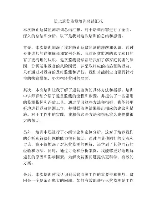 防止返贫监测培训总结汇报