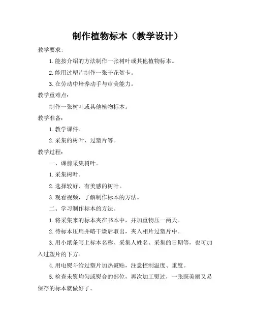 制作植物标本(教学设计)