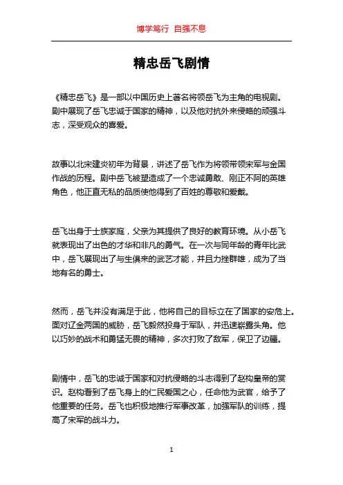 精忠岳飞剧情