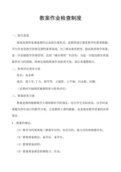 教案及作业检查专题方案