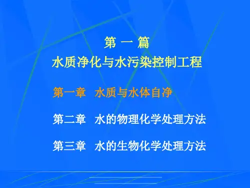 最新环境工程学课件：第一章水质与水体自净