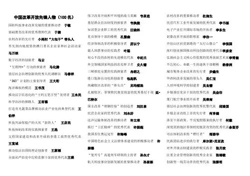 改革开放100位先锋人物