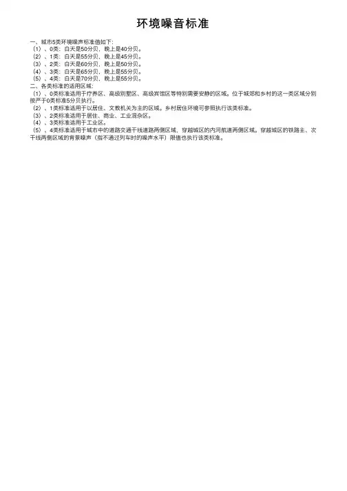 环境噪音标准