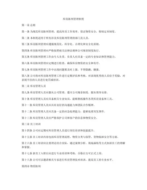 库房陈列管理制度