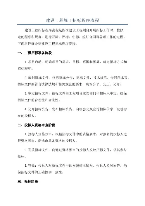 建设工程施工招标程序流程