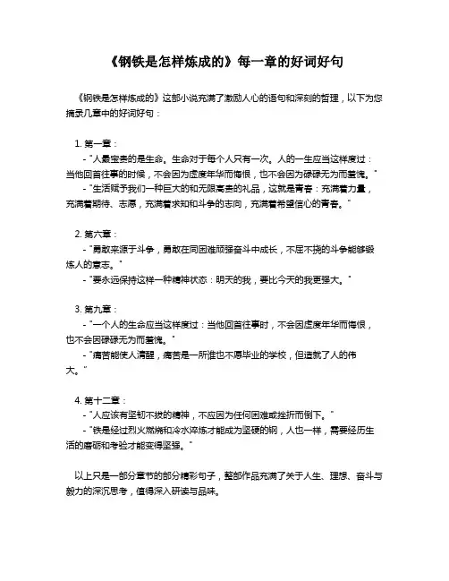 《钢铁是怎样炼成的》每一章的好词好句