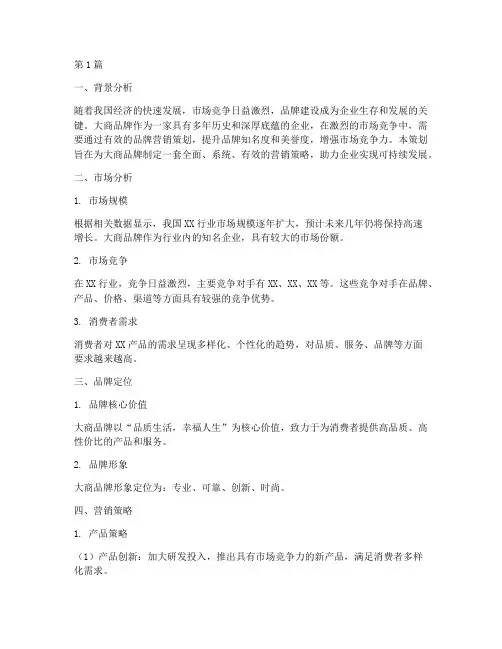 大商品牌营销策划(3篇)