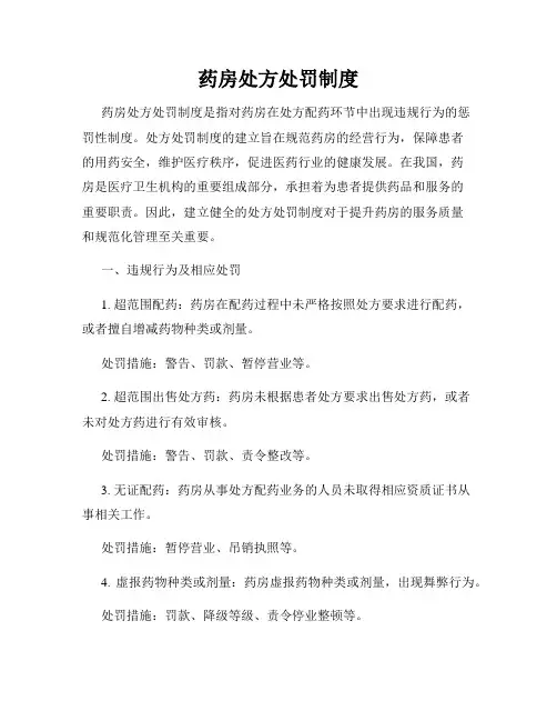 药房处方处罚制度