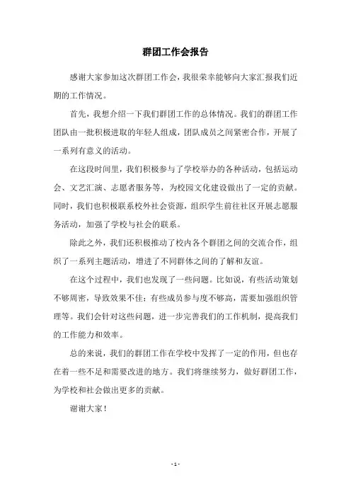 群团工作会报告