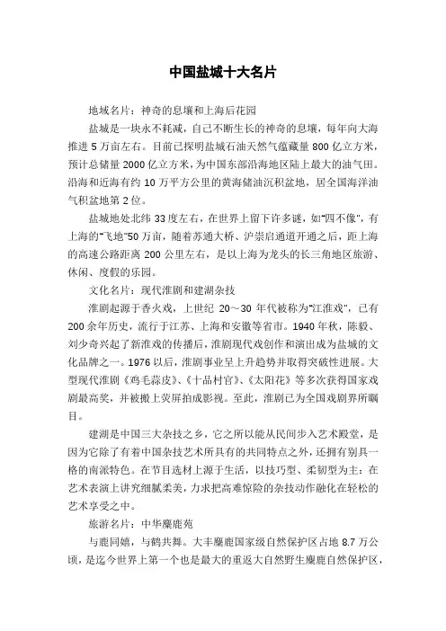 中国盐城十大名片