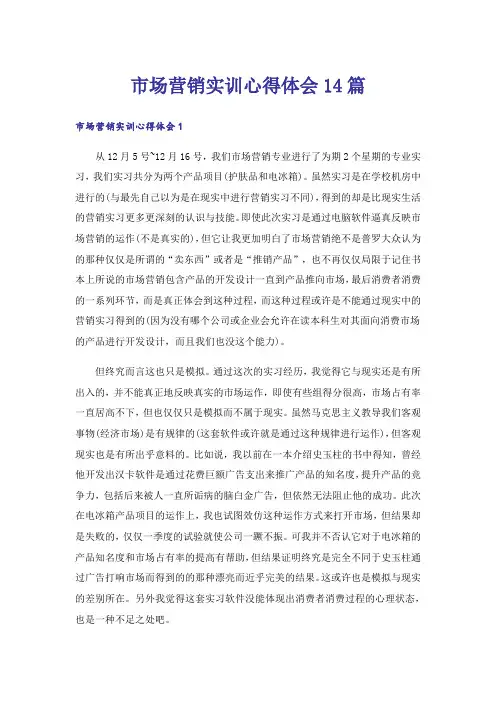 市场营销实训心得体会14篇