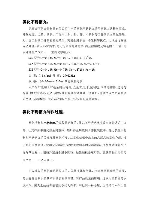 雾化不锈钢丸简介