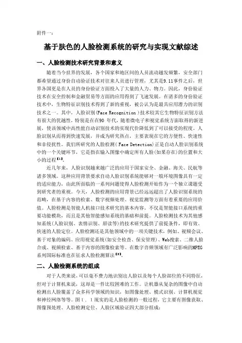 参考——人脸检测文献综