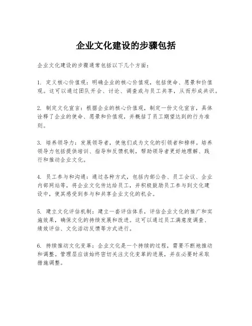 企业文化建设的步骤包括