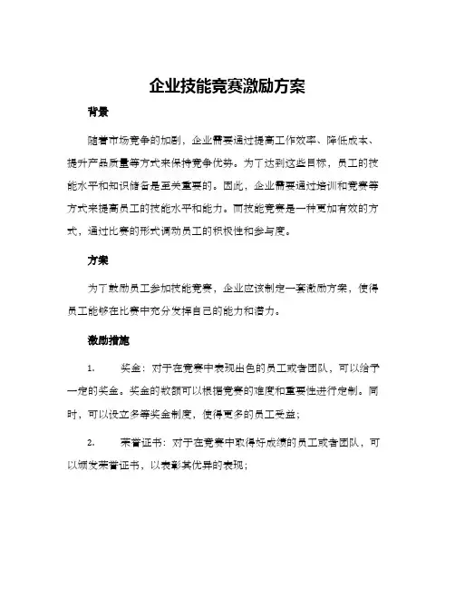 企业技能竞赛激励方案