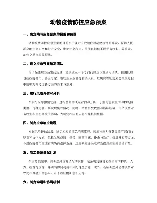 动物疫情防控应急预案