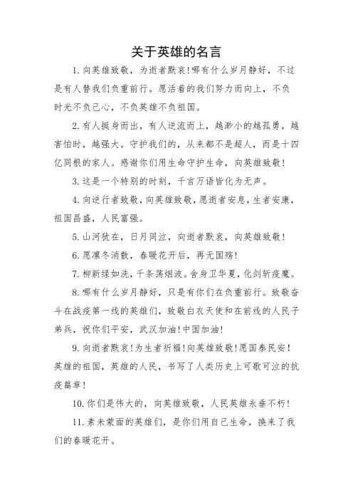 赞美英雄的优美句子