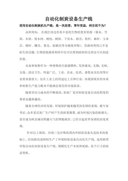 自动化制炭设备生产线