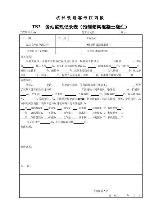 2.5.TB2 旁站监理记录表(预制箱梁混凝土浇注)