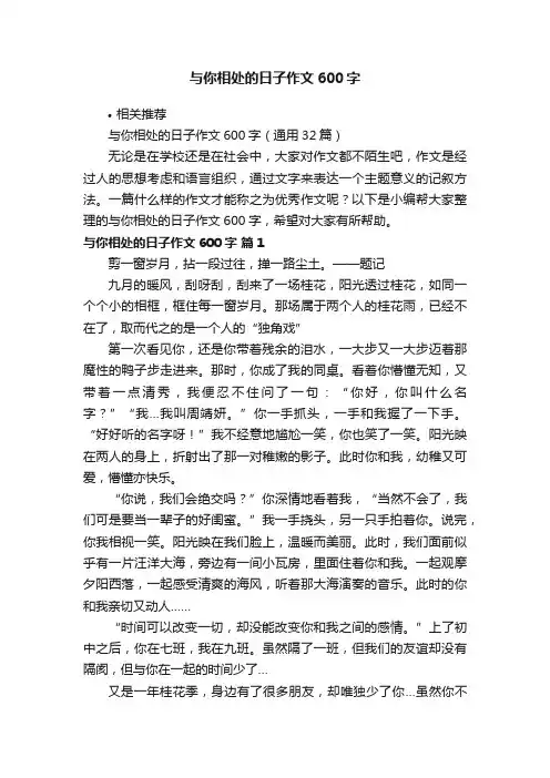 与你相处的日子作文600字