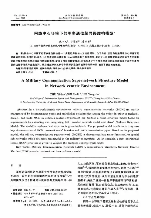 网络中心环境下的军事通信超网络结构模型
