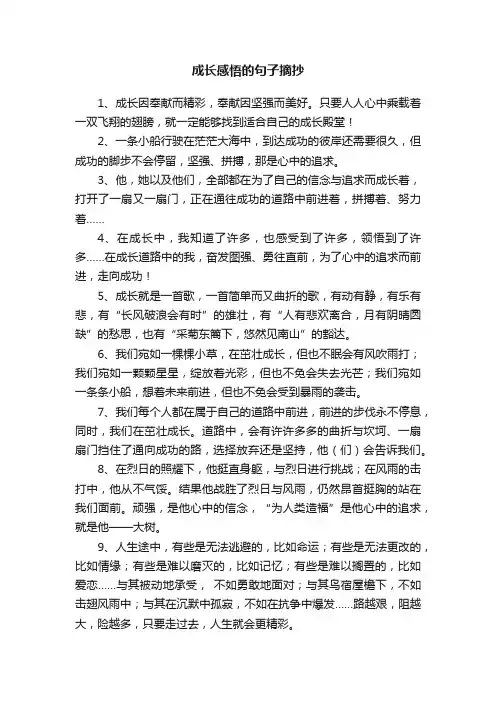 成长感悟的句子摘抄